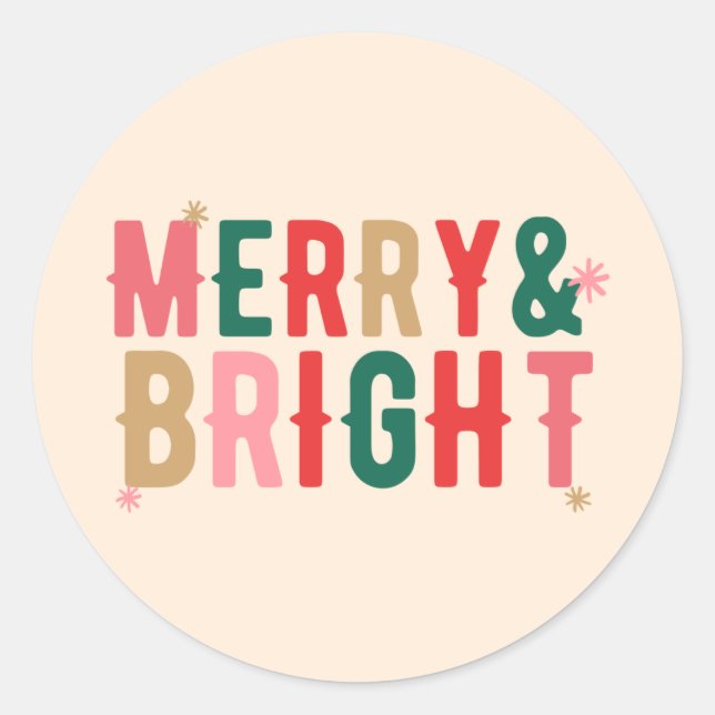 Merry and Bright Classic Round Sticker (Front)