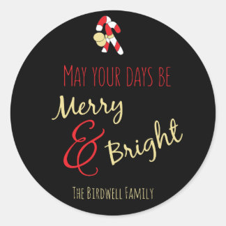 Merry and Bright Classic Round Sticker