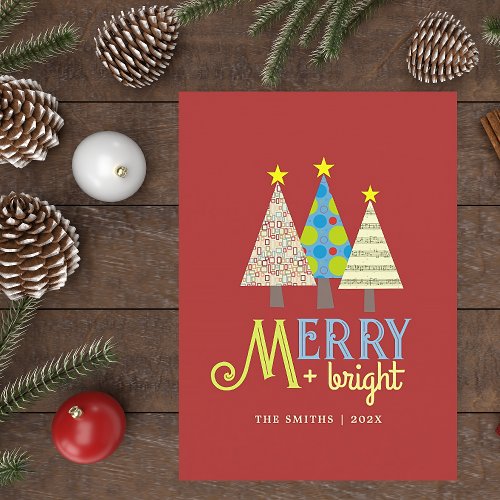 Merry and Bright Colorful Christmas Holiday Card