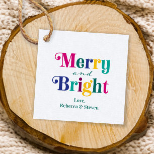 Merry and Bright Colorful Christmas Holiday Gift Favor Tags