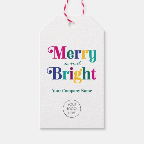 Merry and Bright Colorful Christmas Holiday Logo Gift Tags