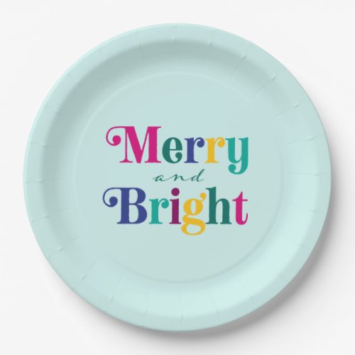 Merry and Bright Colorful Christmas Holiday Party Paper Plates
