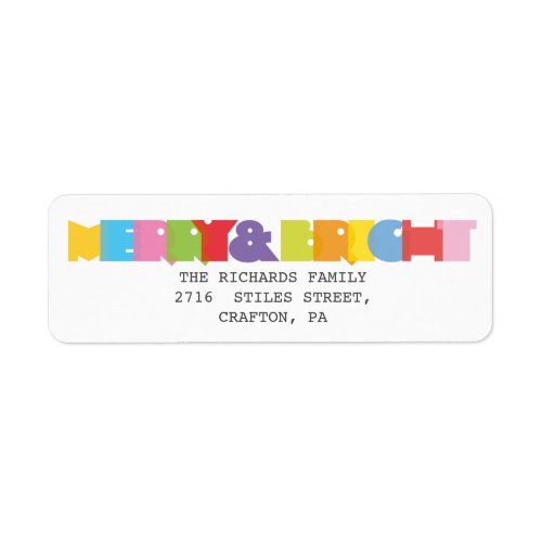 Merry And Bright Colorful Holidays Return Address Label