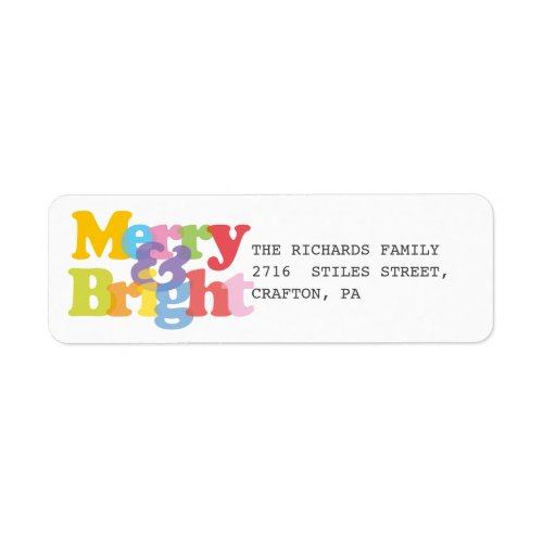 Merry And Bright Colorful Holidays Return Address Label