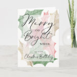 Merry And Bright Colorful Holly Christmas Birthday Card at Zazzle