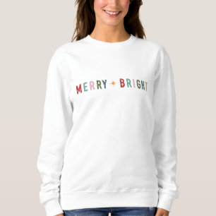 Merry and Bright Colorful Retro Christmas Stars Sweatshirt