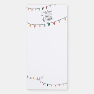 Merry and Bright Colorful String of Lights Magnetic Notepad