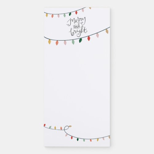 Merry and Bright Colorful String of Lights Magnetic Notepad