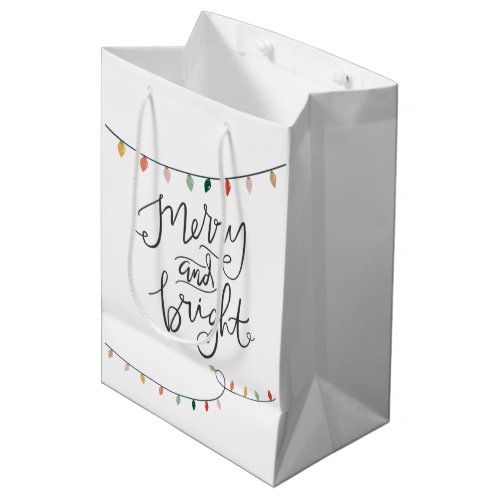 Merry and Bright Colorful String of Lights Medium Gift Bag