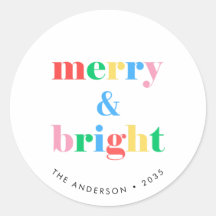 Merry and Bright Colorful Typography Christmas