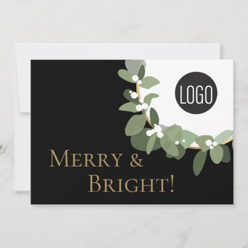 Merry and Bright Company logo Wreath Custom Holiday Card