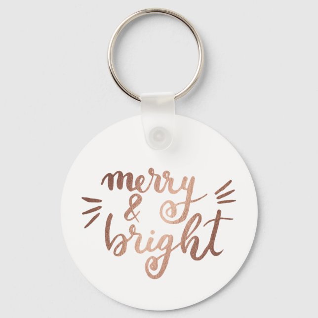 Merry and bright - copper keychain (Front)