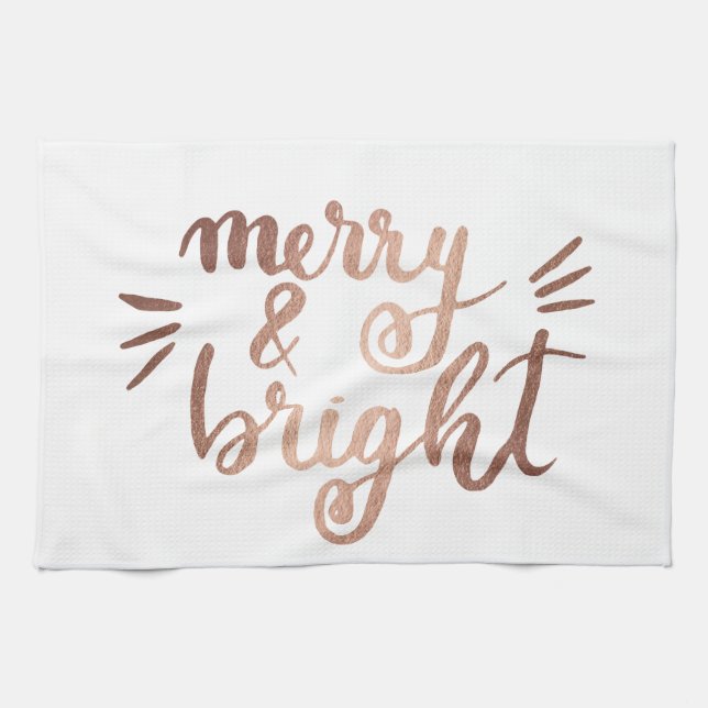 Merry and bright - copper kitchen towel (Horizontal)