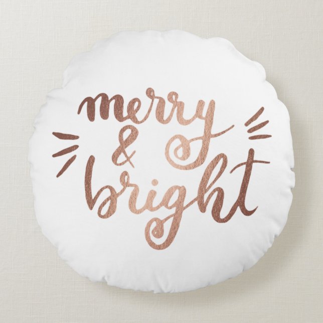 Merry and bright - copper round pillow (Front)