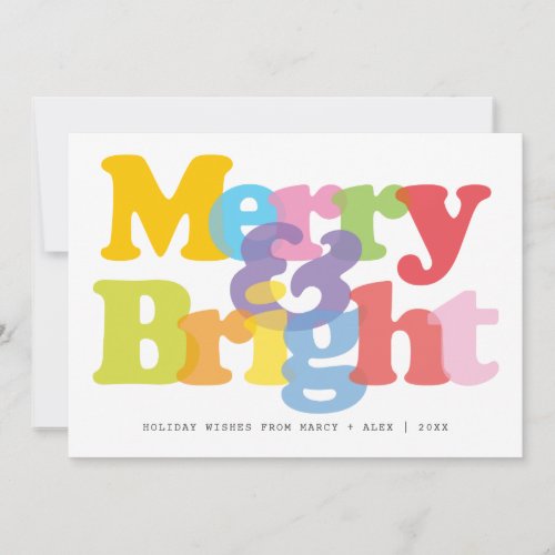 Merry And Bright Couples Photo Modern Christmas Holiday Card