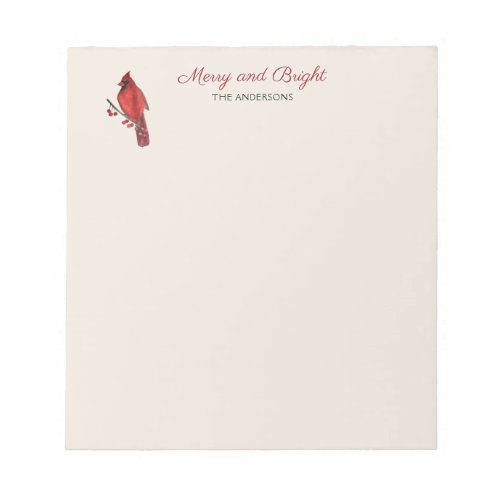 Merry and Bright Custom Cardinal  Notepad