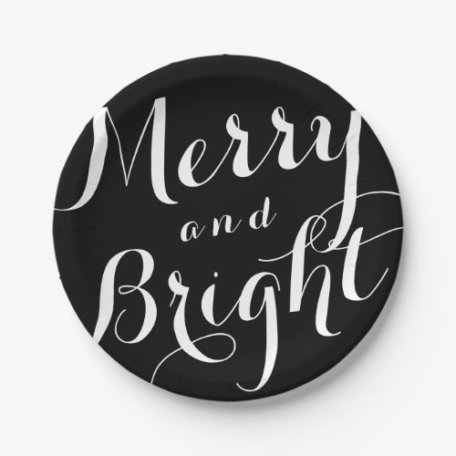 Merry and Bright Custom Color Holiday Paper Plates