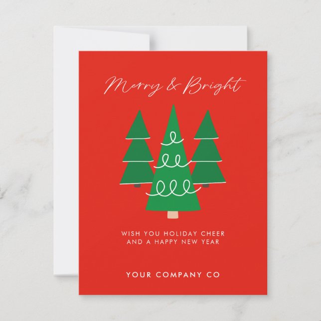 Merry and Bright Custom Company Name Christmas Holiday Card (Front)