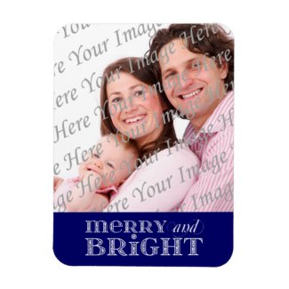 Merry and Bright Custom Holiday Photo Magnet premiumfleximagnet