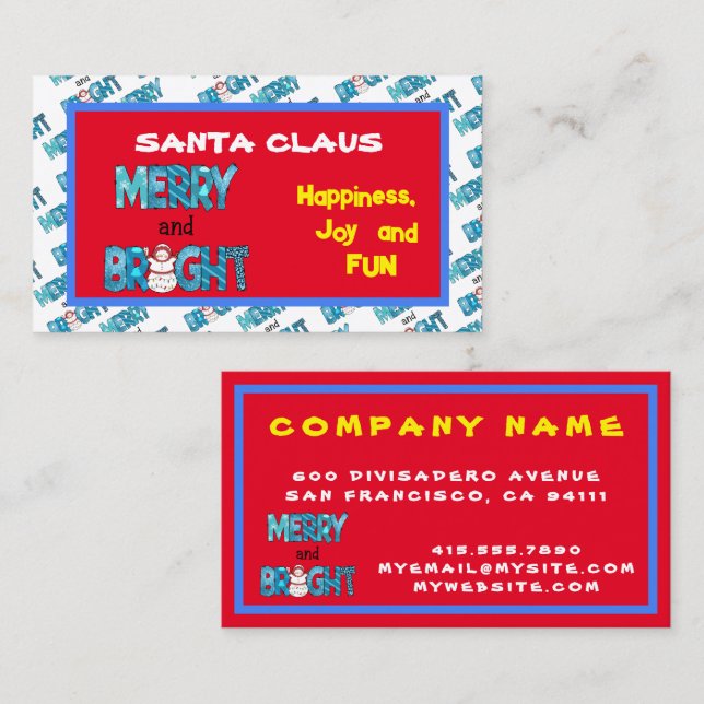 Merry And Bright Customize Business Card (Front/Back)