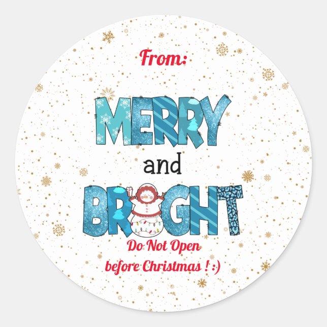 Merry And Bright Customize Classic Round Sticker (Front)