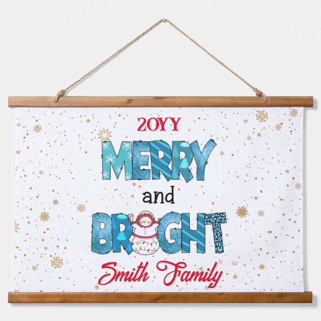 Merry And Bright Customize Hanging Tapestry (Front)