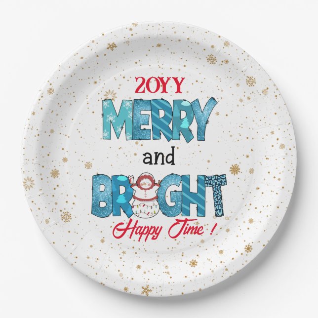 Merry And Bright Customize Paper Plates (Front)