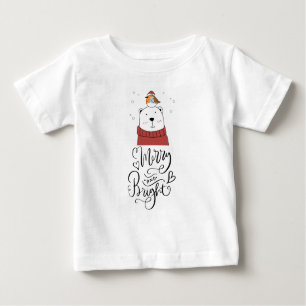 Merry And Bright Cute Baby Christmas Holiday Bear Baby T-Shirt