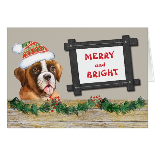 Merry and Bright Cute Boxer Dog Christmas