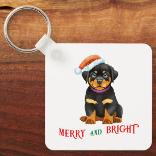 Merry and bright Cute Dog Keychain
