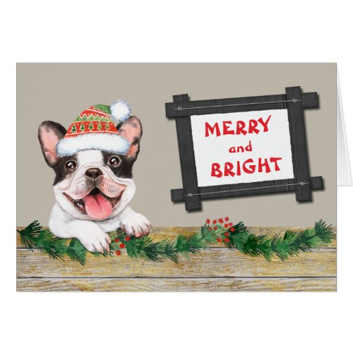 Merry and Bright Cute French Bulldog Christmas