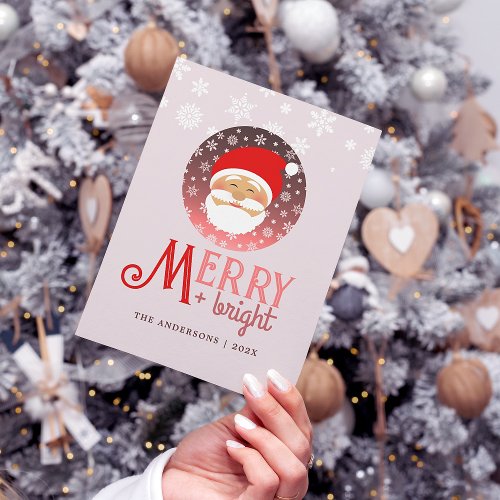 Merry and Bright Cute Pink Christmas Holiday Card