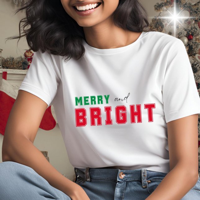 Merry and Bright - cute red and green  T-Shirt (Creator Uploaded)
