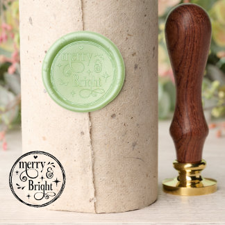 Merry and Bright Cute Whimsical Christmas Wax Seal Stamp