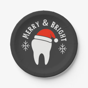 Merry and Bright Dental Dentist Christmas   Paper Plates