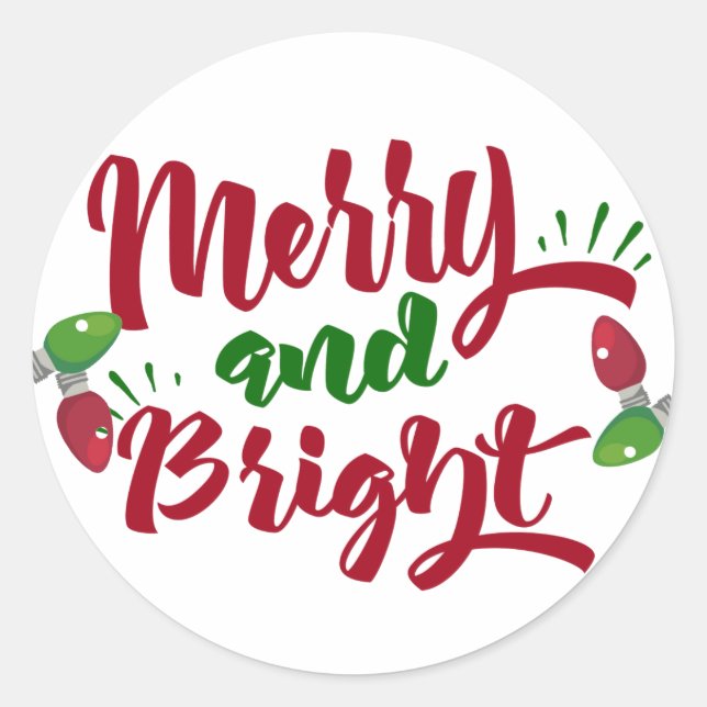 Merry and Bright Design Classic Round Sticker (Front)