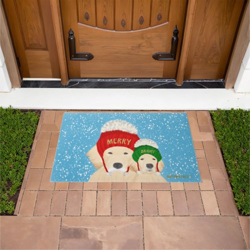 Merry and Bright Dogs Christmas Doormat