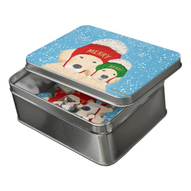 Merry and Bright Dogs Christmas Puzzle (Lid Open)