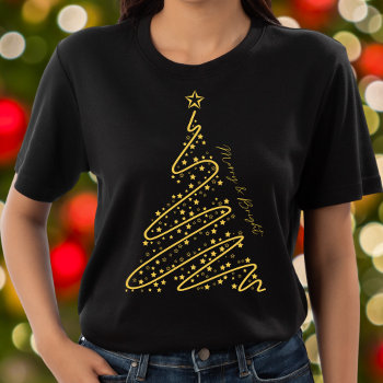 Merry And Bright Elegant Chic Black Gold Christmas T-shirt by Sozo4all at Zazzle