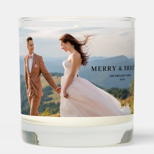 Merry and Bright Elegant Christmas Custom Photo  Scented Candle