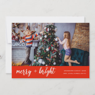 Merry and Bright Elegant Christmas Family Photo Holiday Card