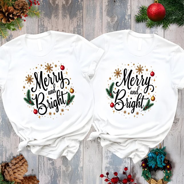 Merry and Bright Elegant Christmas Holiday T-Shirt (Creator Uploaded)