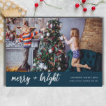 Merry and Bright Elegant Christmas Kids Photo Holiday Card<br><div class="desc">Celebrate the season with the Merry and Bright Elegant Christmas Kids Photo Holiday Card, featuring a soft blue color palette. This elegant and simple design places your child's photo at the center, framed by clean typography and a soft, wintry feel. Perfect for families who love a modern yet heartwarming touch,...</div>
