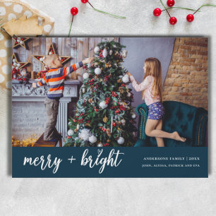Merry and Bright Elegant Christmas Kids Photo Holiday Card