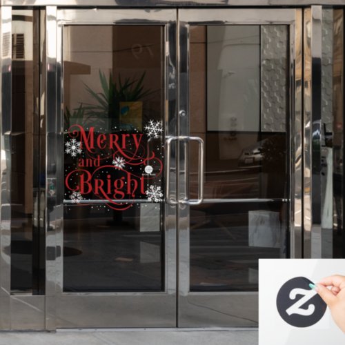Merry and Bright Elegant Christmas office door Wi Window Cling