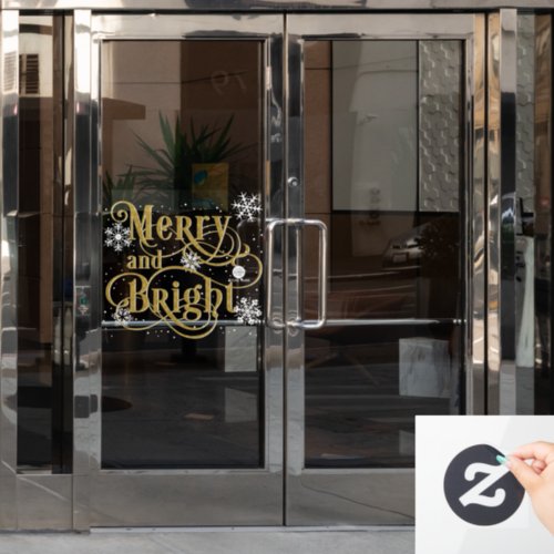 Merry and Bright Elegant Christmas office door Window Cling