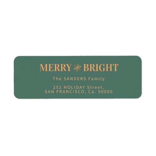 Merry and Bright elegant Christmas return address Label
