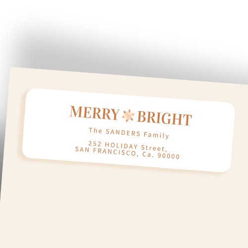 Merry and Bright elegant Christmas return address Label