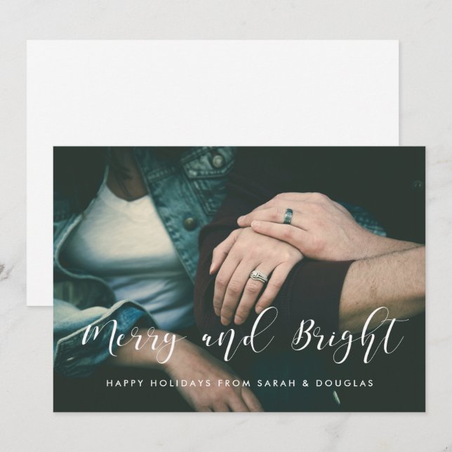 Merry and Bright Elegant holiday photo card (Front/Back)