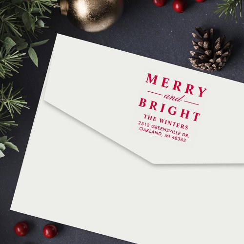 Merry and Bright Elegant Holiday Return Address Self_inking Stamp